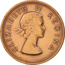 South Africa, Elizabeth II, Penny, 1955, EF(40-45), Bronze, KM:46