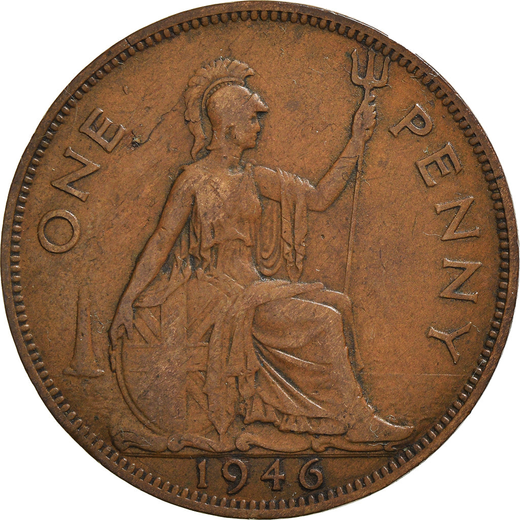 Coin, Great Britain, Edward VII, Penny, 1946, VF(30-35), Bronze, KM:794.2