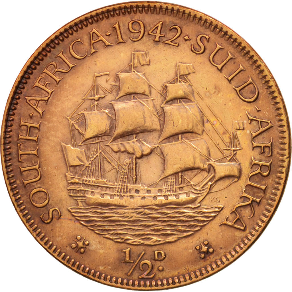 South Africa, George VI, 1/2 Penny, 1942, EF(40-45), Bronze, KM:24