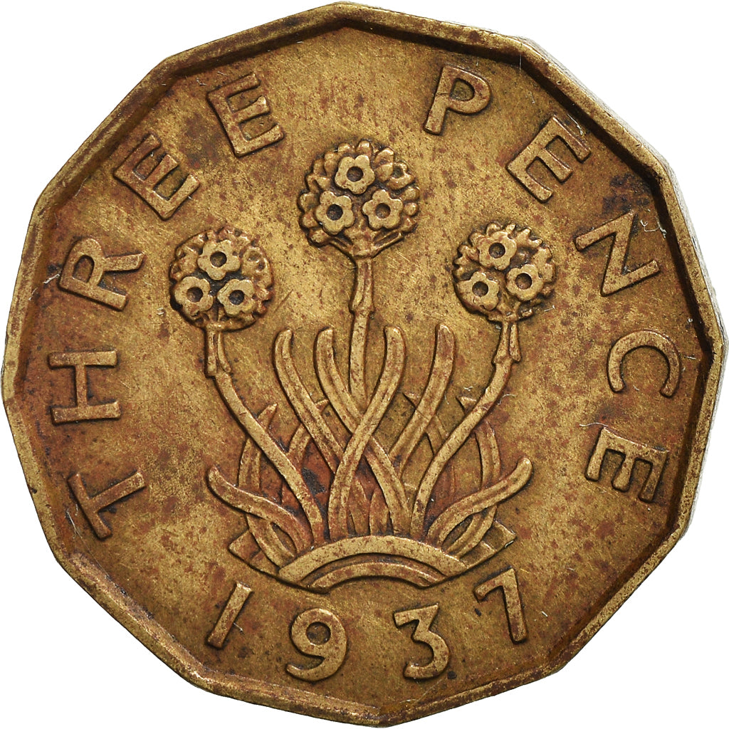 Münze, Großbritannien, George VI, 3 Pence, 1937, S, Nickel-brass, KM:849