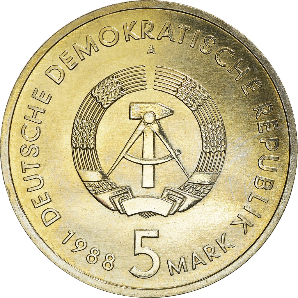 Coin, GERMAN-DEMOCRATIC REPUBLIC, 5 Mark, 1988, Berlin, MS(65-70)