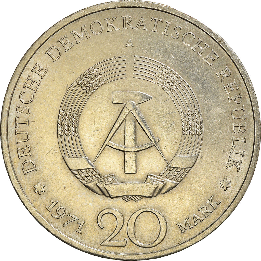Coin, GERMAN-DEMOCRATIC REPUBLIC, 20 Mark, 1971, Berlin, AU(55-58)