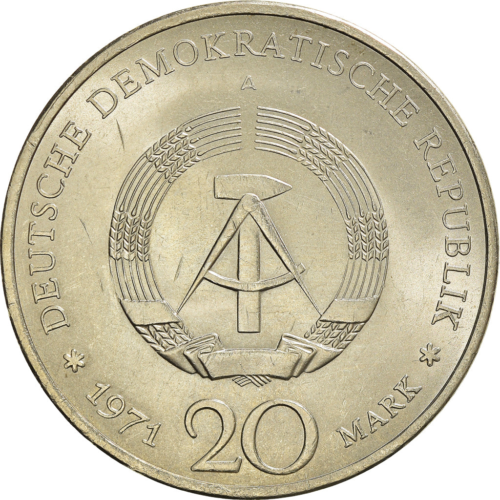 Coin, GERMAN-DEMOCRATIC REPUBLIC, 20 Mark, 1971, Berlin, AU(50-53)