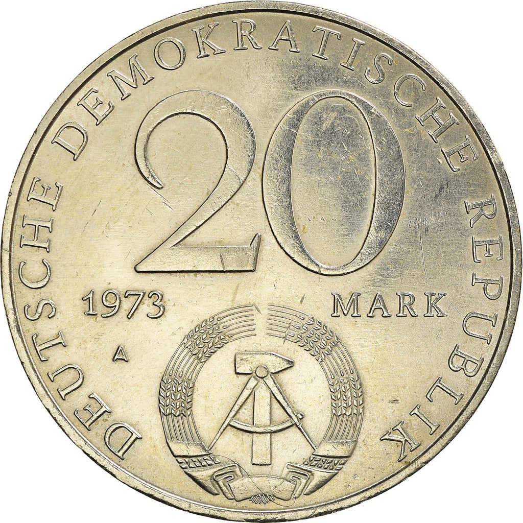 Coin, GERMAN-DEMOCRATIC REPUBLIC, 20 Mark, 1973, Berlin, AU(55-58)