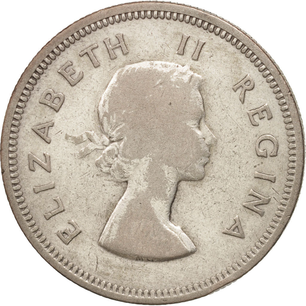 Afrique du Sud, Elizabeth II, 2 Shillings, 1955, TB, Argent, KM:50