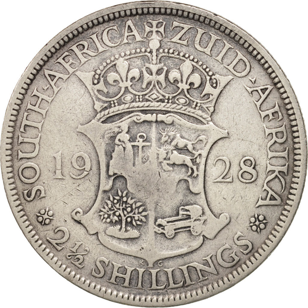South Africa, George V, 2-1/2 Shillings, 1928, VF(30-35), Silver, KM:19.2