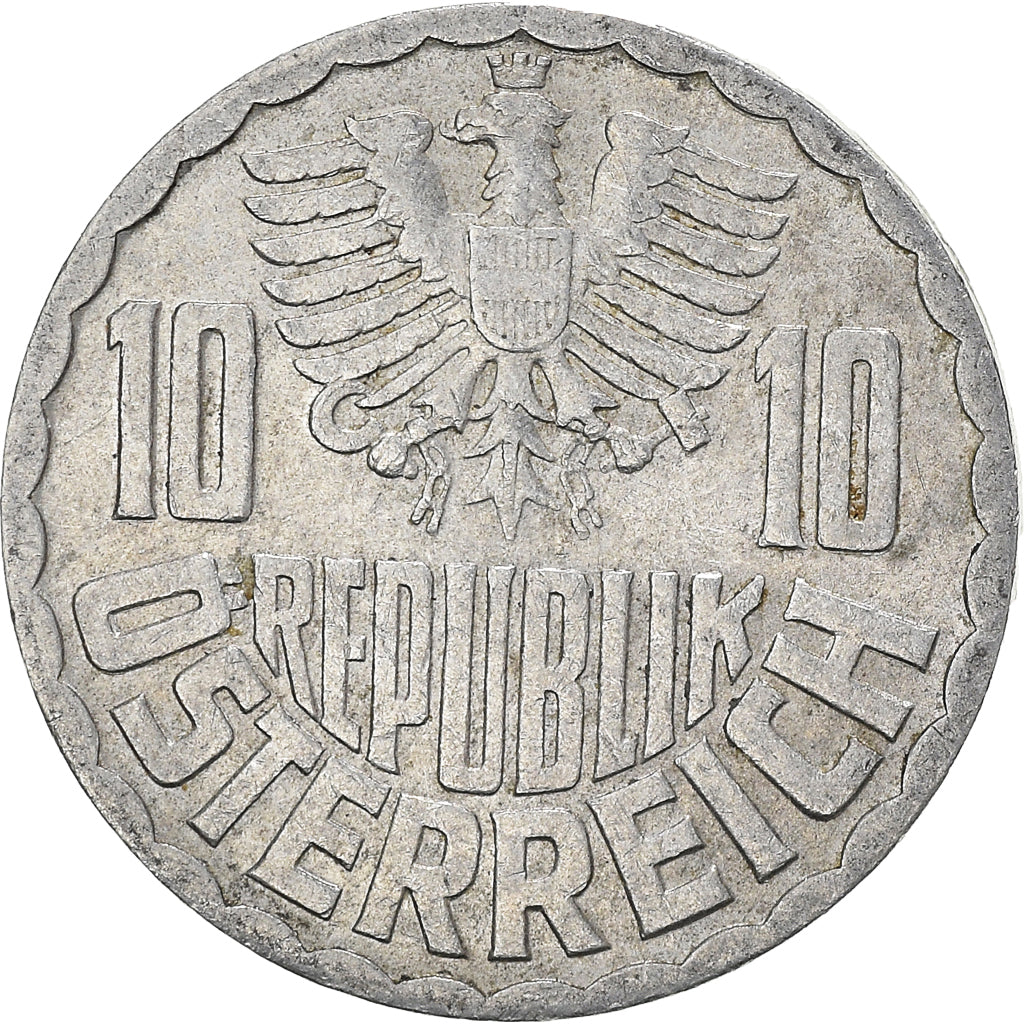 Coin, Austria, 10 Groschen, 1967, Vienna, VF(20-25), Aluminum, KM:2878