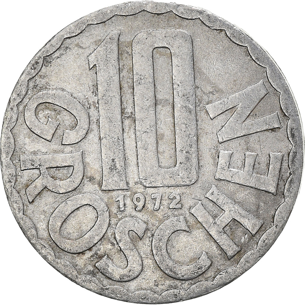 Coin, Austria, 10 Groschen, 1972, Vienna, VF(30-35), Aluminum, KM:2878