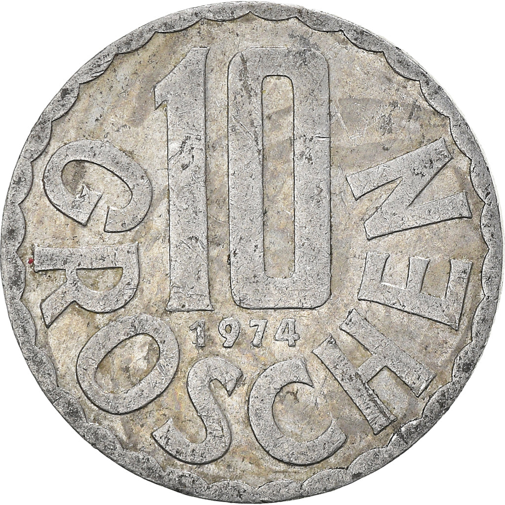 Coin, Austria, 10 Groschen, 1974, Vienna, VF(20-25), Aluminum, KM:2878
