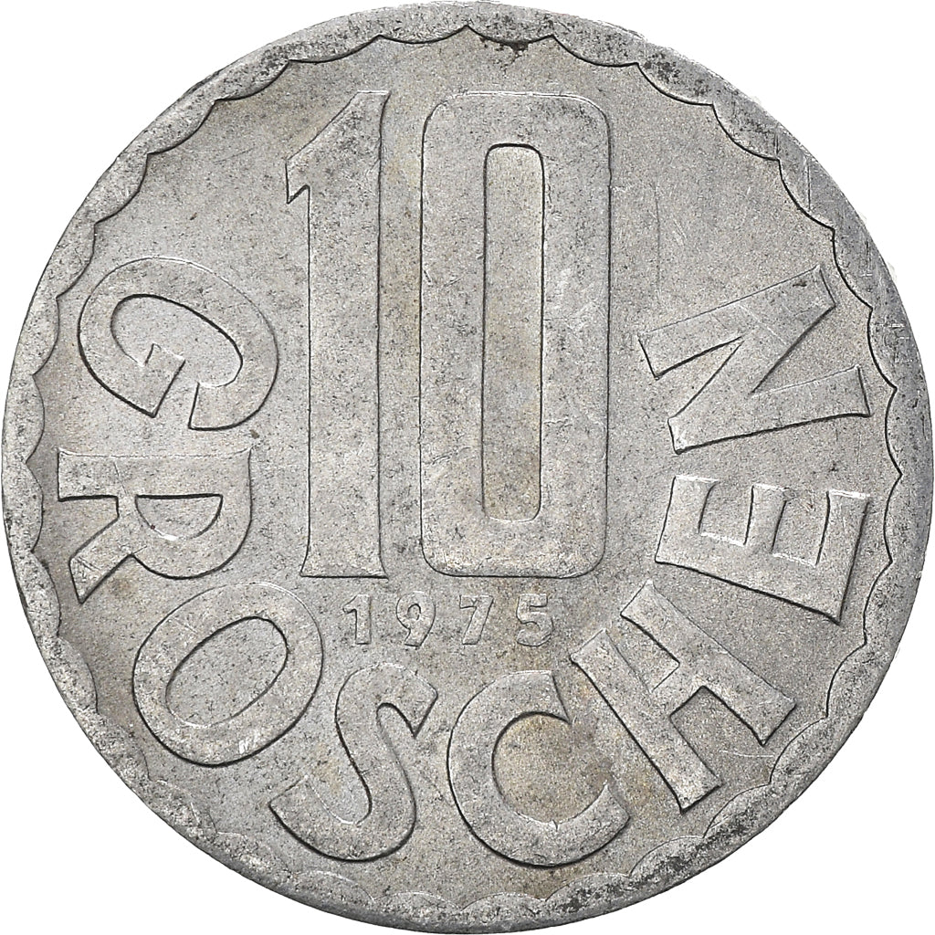 Coin, Austria, 10 Groschen, 1975, Vienna, VF(30-35), Aluminum, KM:2878