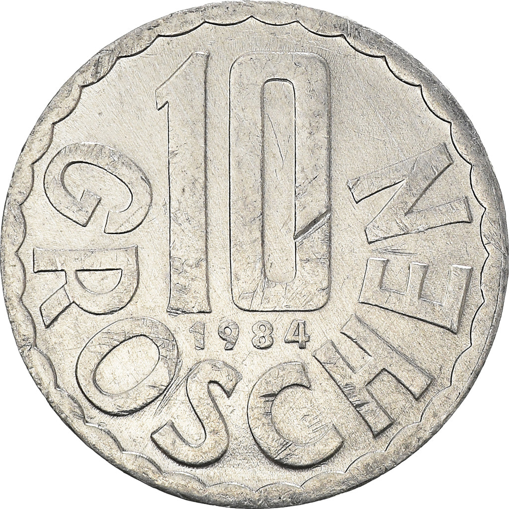 Coin, Austria, 10 Groschen, 1984, Vienna, VF(30-35), Aluminum, KM:2878