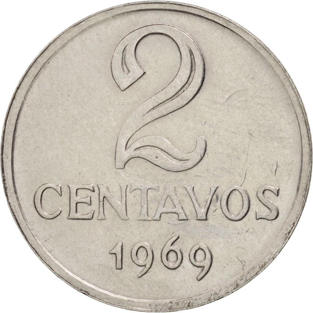 Brazil, 2 Centavos, 1969, MS(60-62), Stainless Steel, KM:576.2