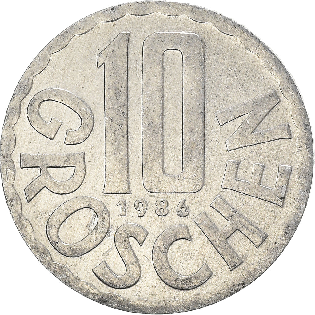 Coin, Austria, 10 Groschen, 1986, Vienna, VF(30-35), Aluminum, KM:2878