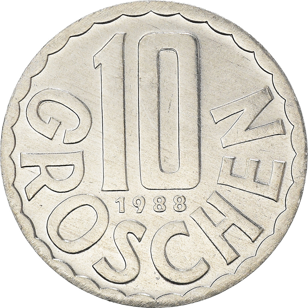 Coin, Austria, 10 Groschen, 1988, Vienna, MS(64), Aluminum, KM:2878