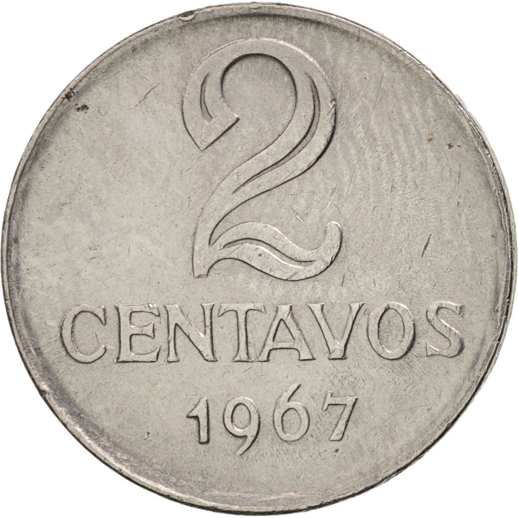 Brazil, 2 Centavos, 1967, AU(50-53), Stainless Steel, KM:576.1