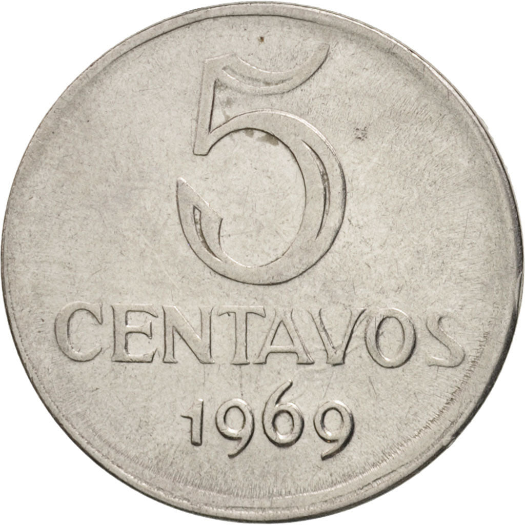 Brazil, 5 Centavos, 1969, AU(55-58), Stainless Steel, KM:577.2