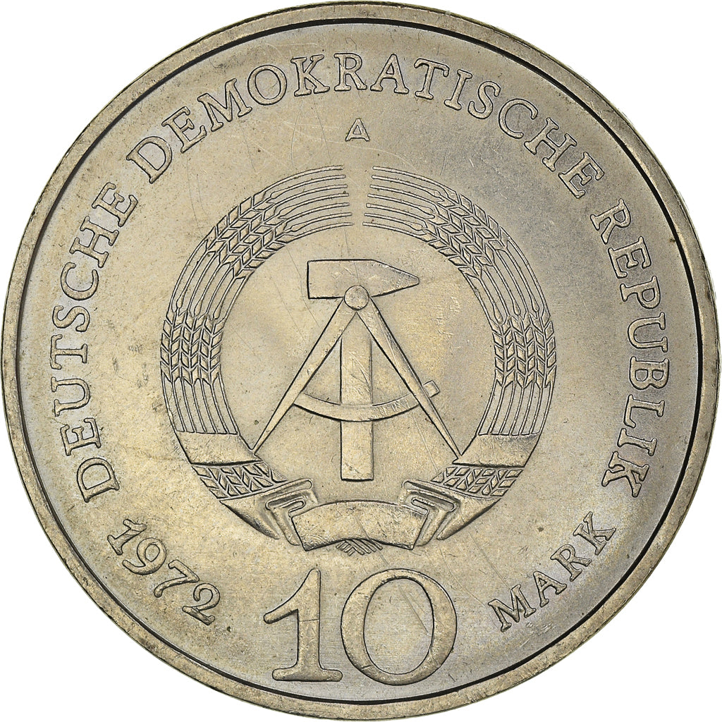 Moneda, REPÚBLICA DEMOCRÁTICA ALEMANA, 10 Mark, 1972, Berlin, MBC+, Cobre -
