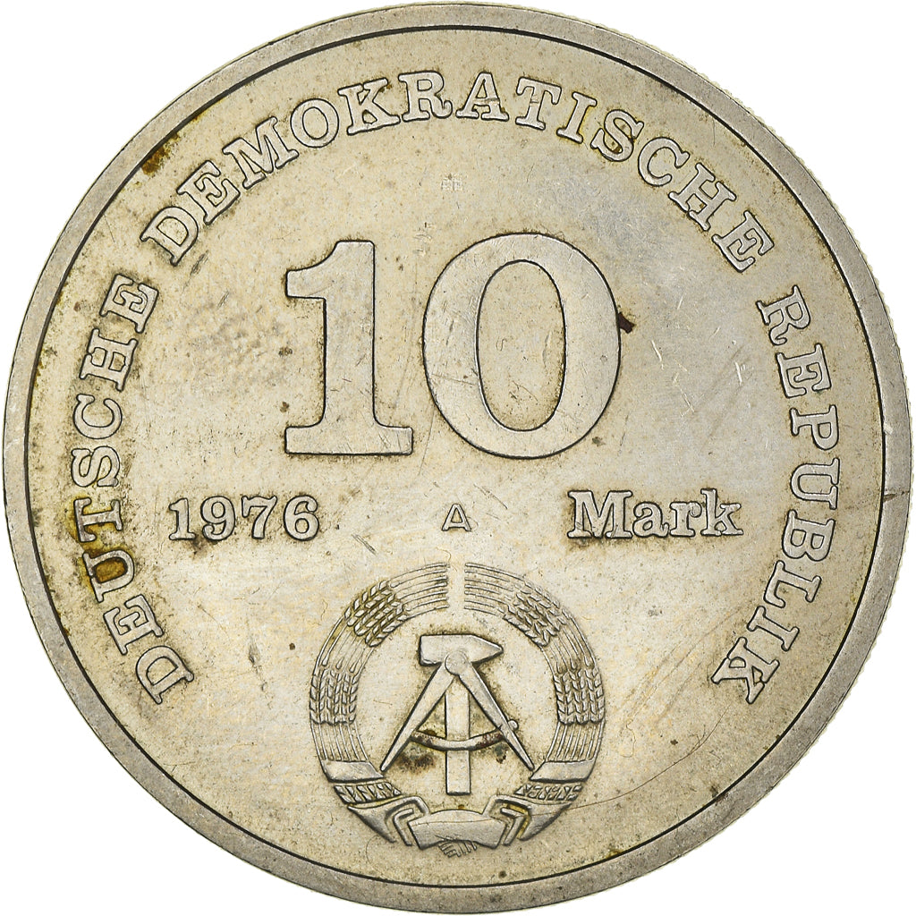 Coin, GERMAN-DEMOCRATIC REPUBLIC, 10 Mark, 1976, Berlin, VF(30-35)