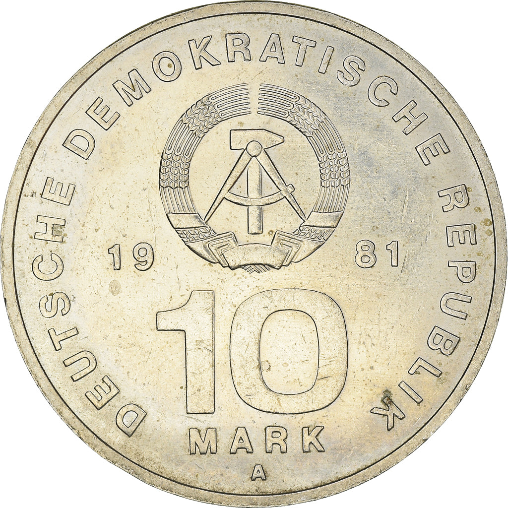 Moneta, REPUBBLICA DEMOCRATICA TEDESCA, 10 Mark, 1981, Berlin, BB, Rame-nichel
