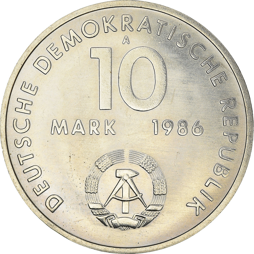 Coin, GERMAN-DEMOCRATIC REPUBLIC, 10 Mark, 1986, Berlin, AU(55-58)