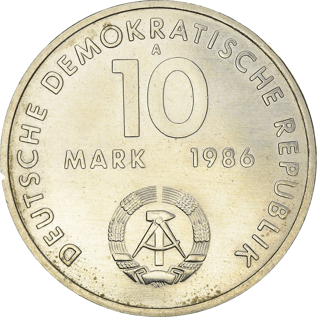 Coin, GERMAN-DEMOCRATIC REPUBLIC, 10 Mark, 1986, Berlin, AU(50-53)