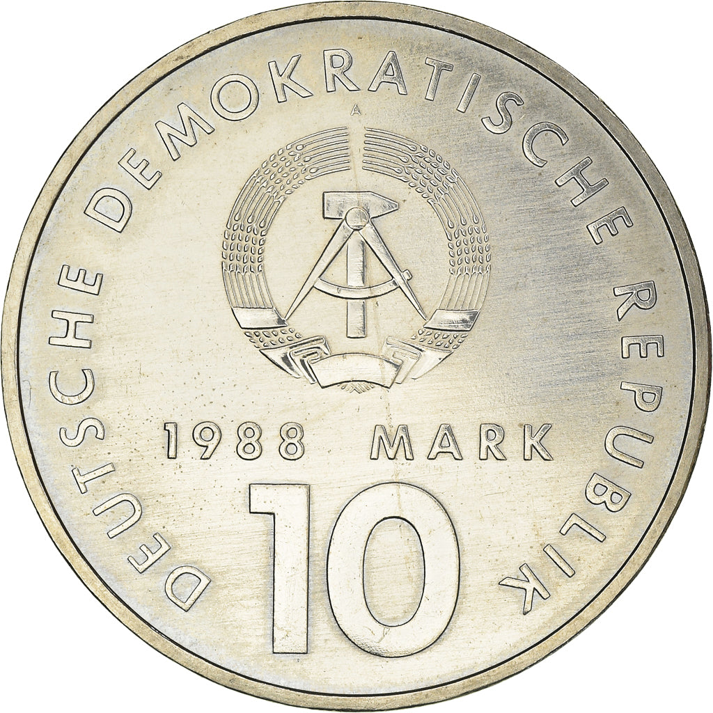Coin, GERMAN-DEMOCRATIC REPUBLIC, 10 Mark, 1988, Berlin, AU(50-53)