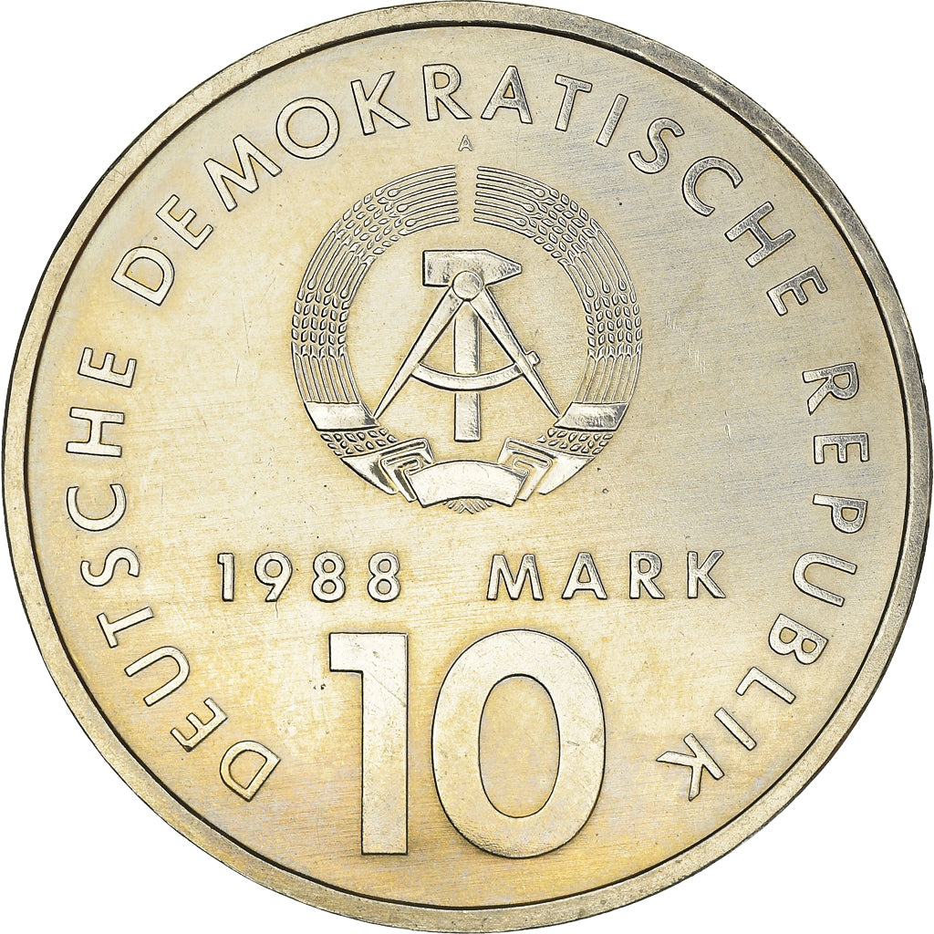 Coin, GERMAN-DEMOCRATIC REPUBLIC, 10 Mark, 1988, Berlin, AU(50-53)