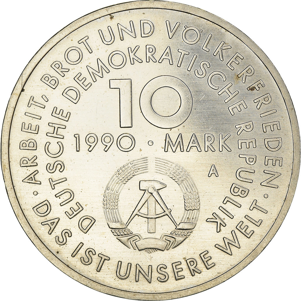 Coin, GERMAN-DEMOCRATIC REPUBLIC, 10 Mark, 1990, Berlin, AU(50-53)