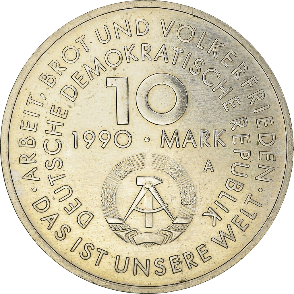 Coin, GERMAN-DEMOCRATIC REPUBLIC, 10 Mark, 1990, Berlin, AU(55-58)