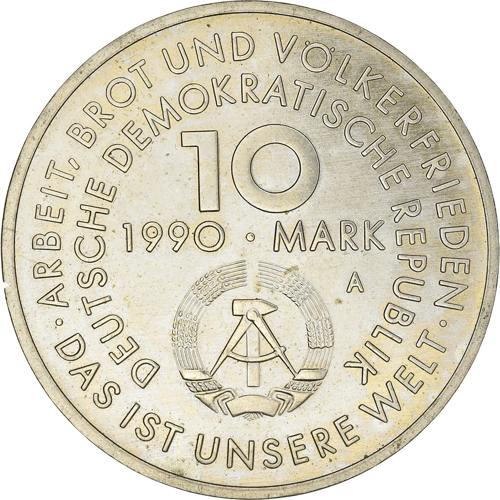 Moneta, NIEMCY - NRD, 10 Mark, 1990, Berlin, EF(40-45), Miedź-Nikiel-Cynk