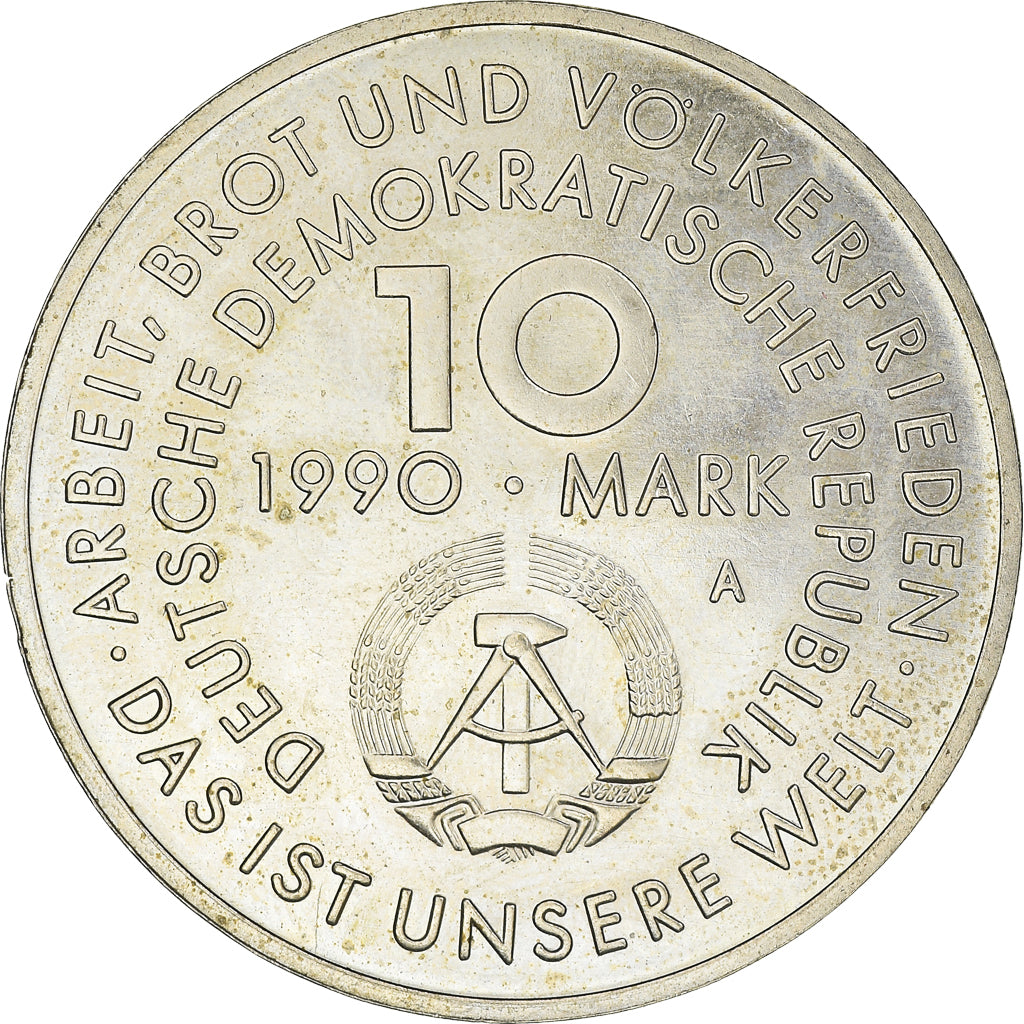 Moneda, REPÚBLICA DEMOCRÁTICA ALEMANA, 10 Mark, 1990, Berlin, MBC, Cobre -