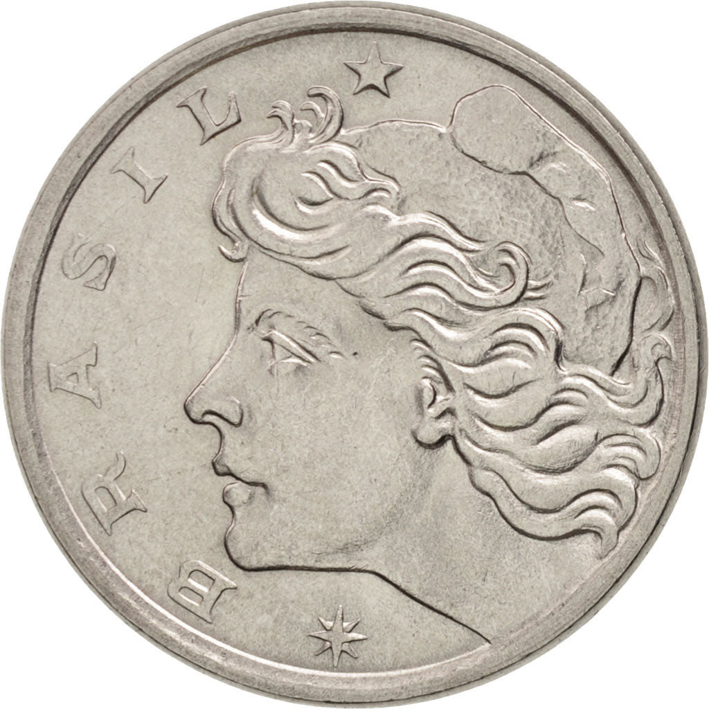 Coin, Brazil, 10 Centavos, 1974, MS(63), Stainless Steel, KM:578.1a