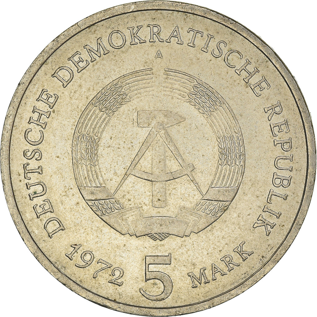 Coin, GERMAN-DEMOCRATIC REPUBLIC, 5 Mark, 1972, Berlin, VF(30-35)