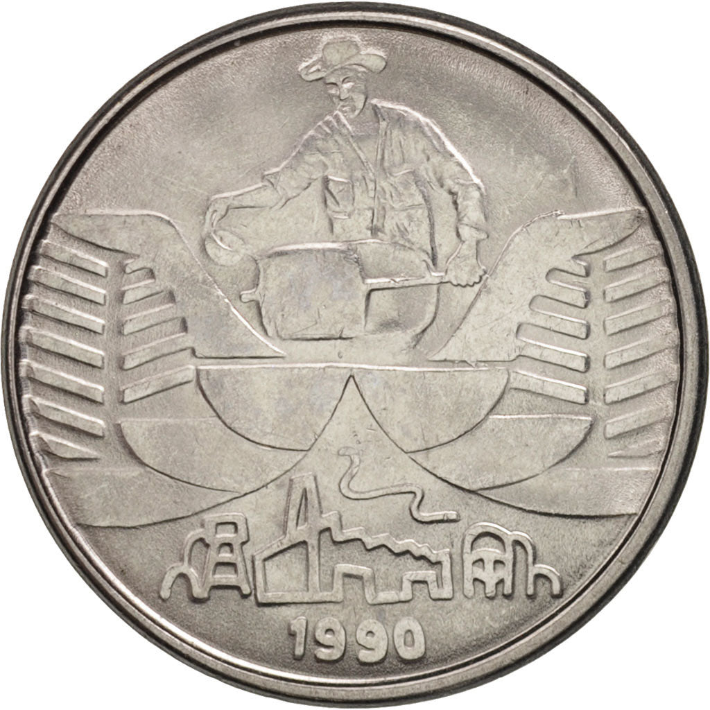 Brazil, 10 Cruzeiros, 1990, MS(63), Stainless Steel, KM:619.1