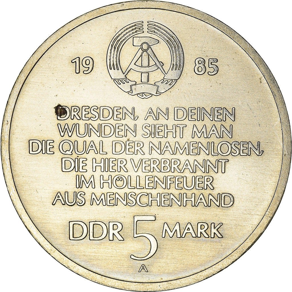 Coin, GERMAN-DEMOCRATIC REPUBLIC, 5 Mark, 1985, Berlin, AU(55-58)