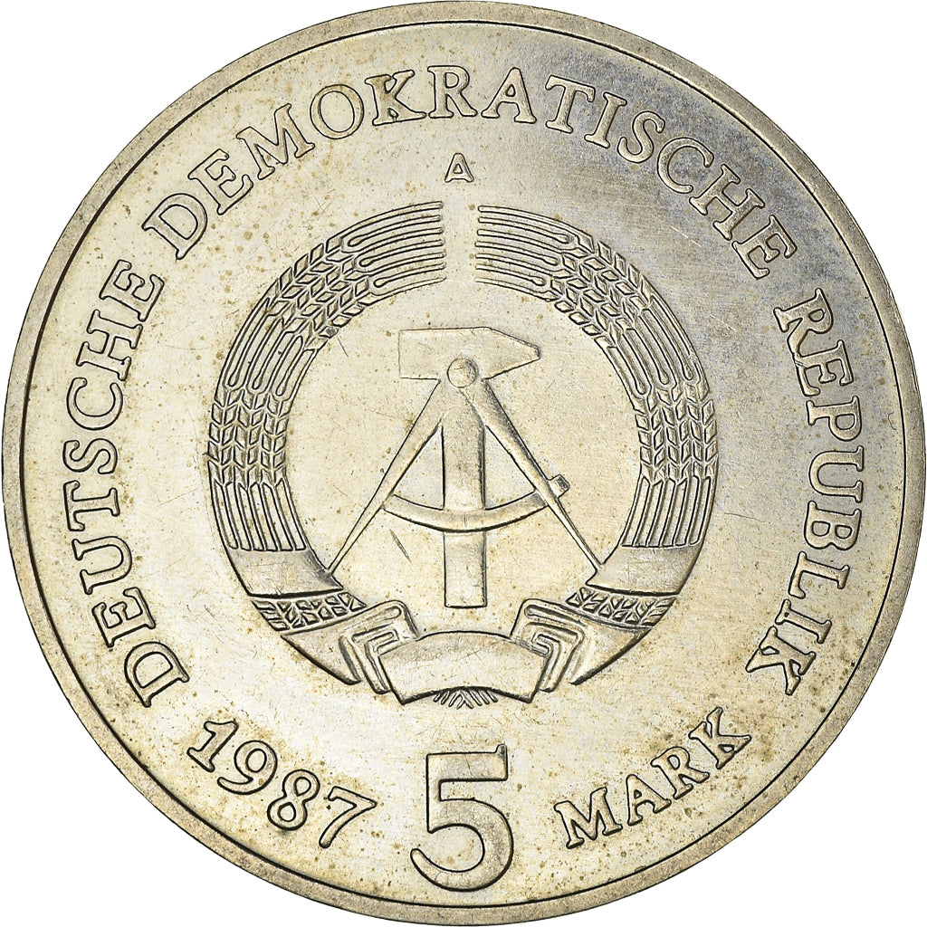 Moneta, REPUBBLICA DEMOCRATICA TEDESCA, 5 Mark, 1987, Berlin, BB, Rame-nichel