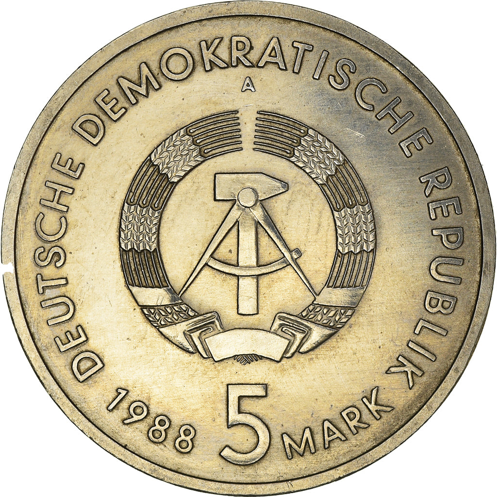 Coin, GERMAN-DEMOCRATIC REPUBLIC, 5 Mark, 1988, Berlin, AU(50-53)