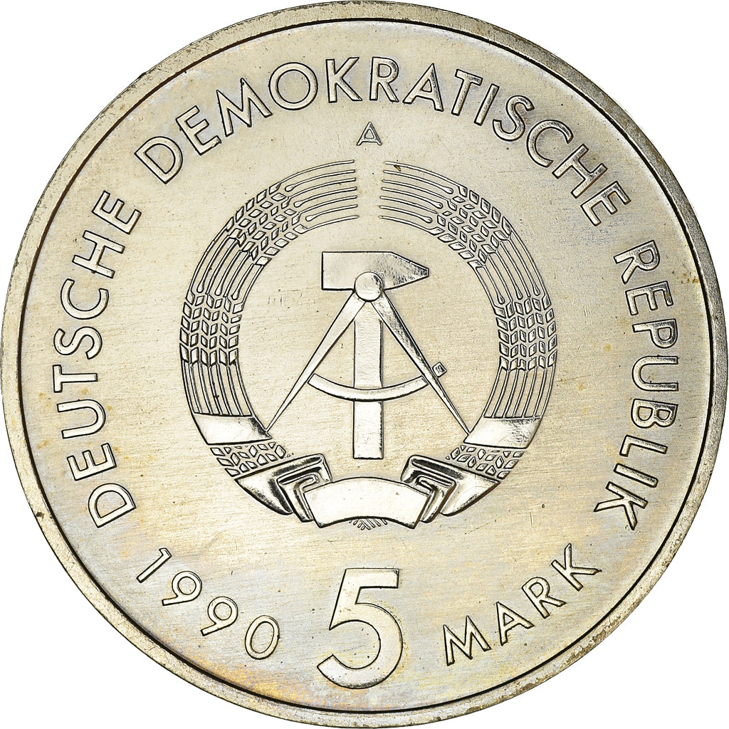 Moneta, REPUBBLICA DEMOCRATICA TEDESCA, 5 Mark, 1990, Berlin, 500 Years of