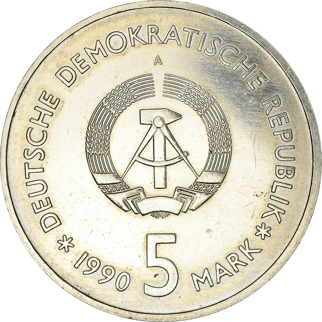 Coin, GERMAN-DEMOCRATIC REPUBLIC, 5 Mark, 1990, Berlin, AU(50-53)