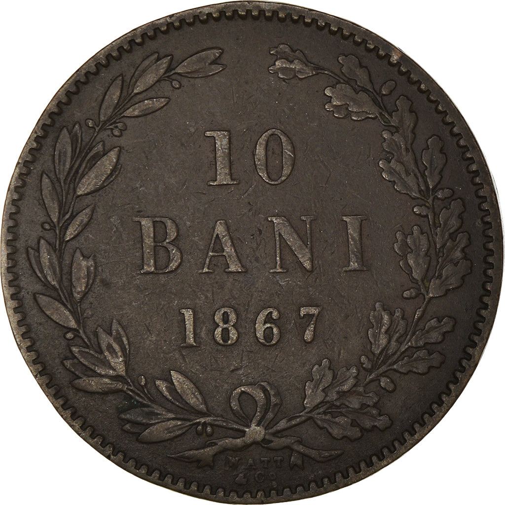 Coin, Romania, Carol I, 10 Bani, 1867, EF(40-45), Copper, KM:4.2