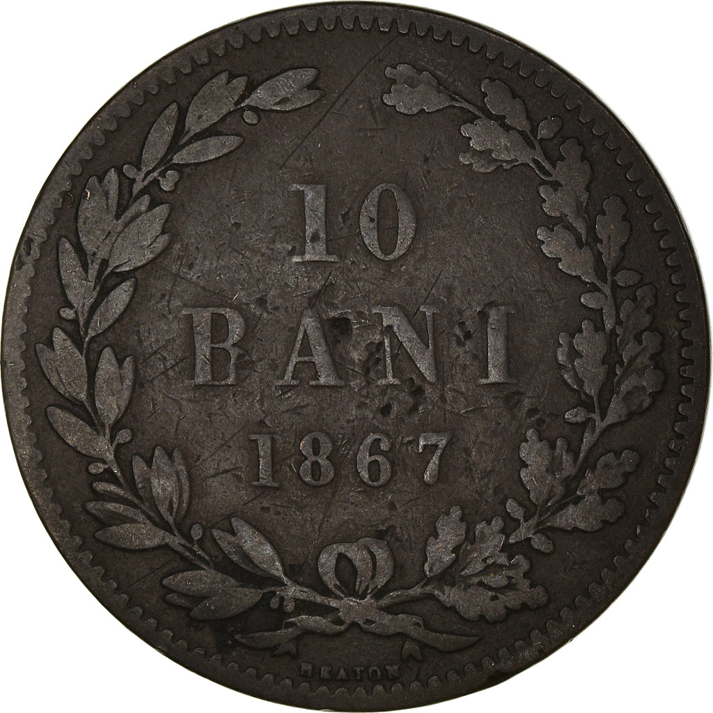 Coin, Romania, Carol I, 10 Bani, 1867, VF(20-25), Copper, KM:4.1