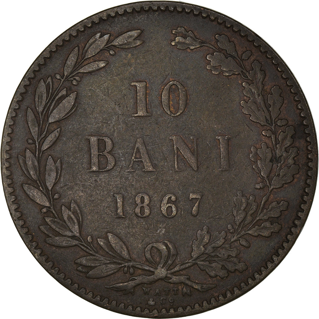 Coin, Romania, Carol I, 10 Bani, 1867, VF(30-35), Copper, KM:4.2