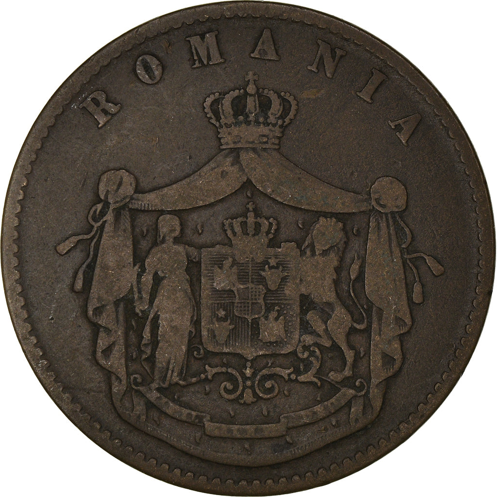 Coin, Romania, Carol I, 10 Bani, 1867, Heaton, VF(30-35), Copper, KM:4.1