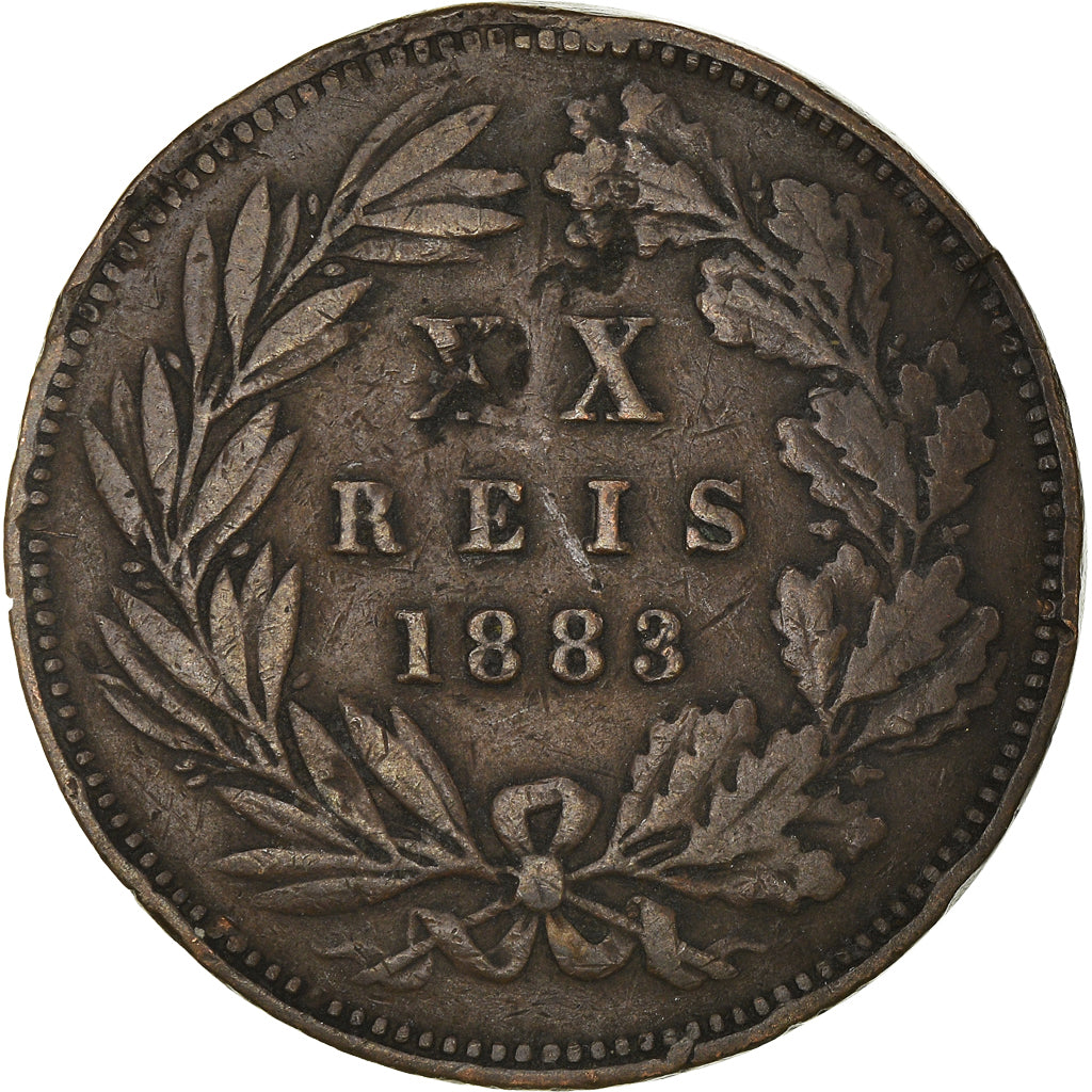 Coin, Portugal, Luiz I, 20 Reis, 1883, VF(30-35), Bronze, KM:527