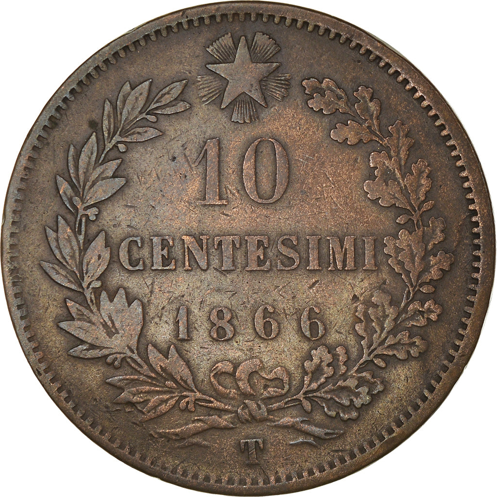 Coin, Italy, Vittorio Emanuele II, 10 Centesimi, 1866, Torino, EF(40-45)