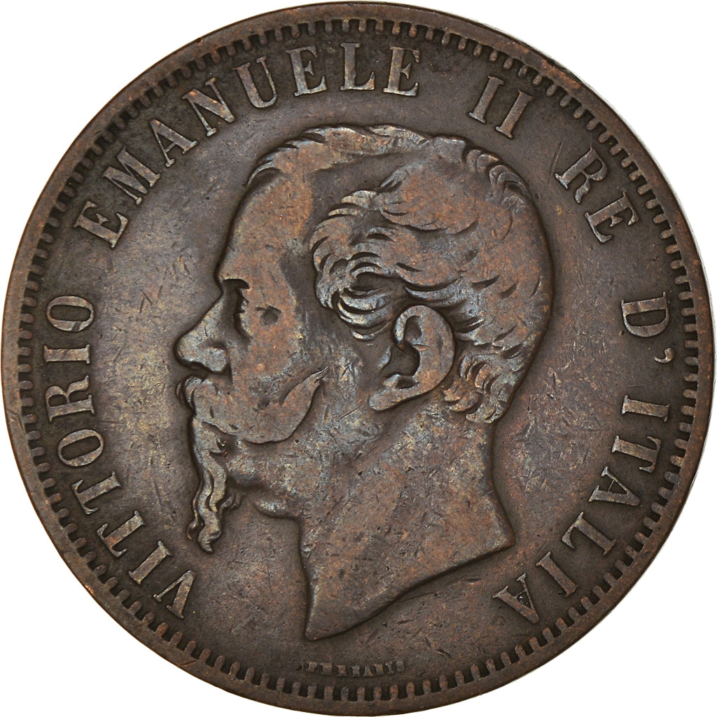 Coin, Italy, Vittorio Emanuele II, 10 Centesimi, 1866, Torino, VF(30-35)