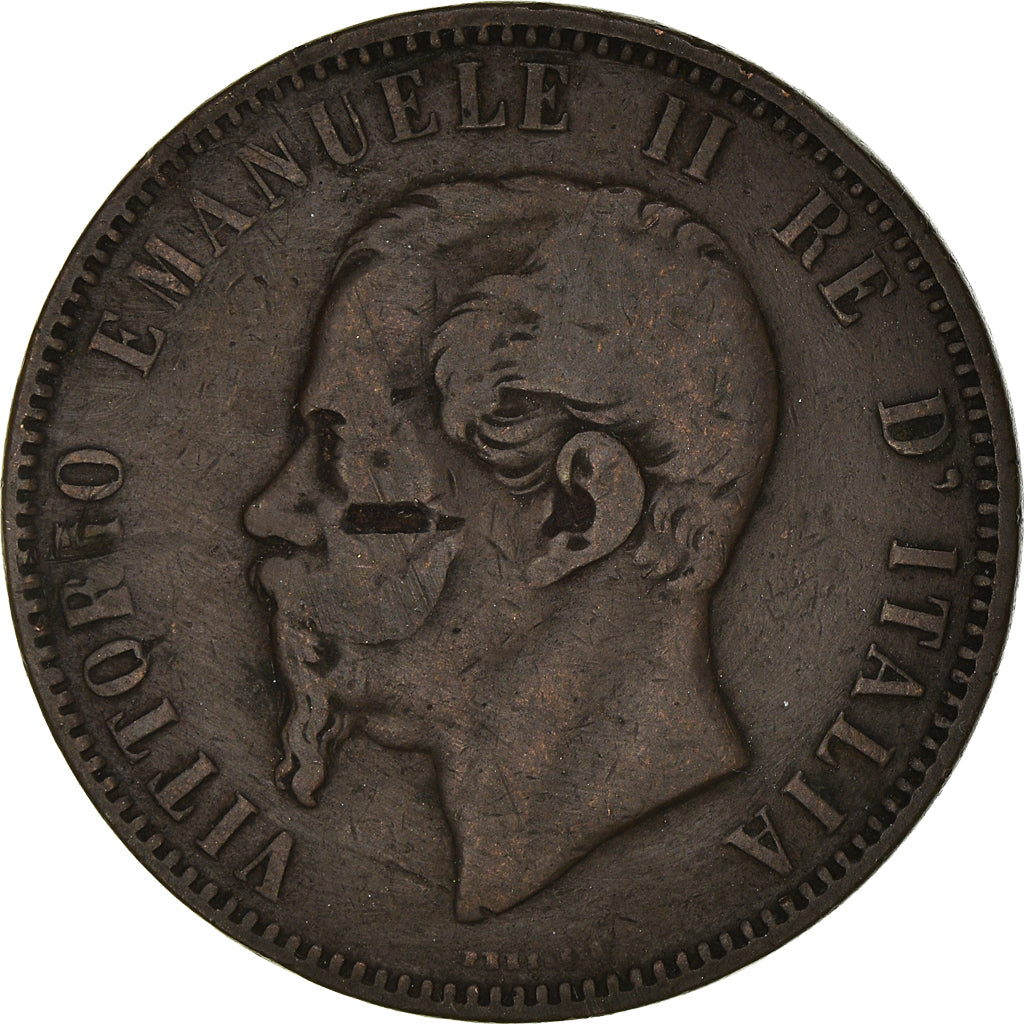 Münze, Italien, Vittorio Emanuele II, 10 Centesimi, 1866, Naples, SGE+, Kupfer