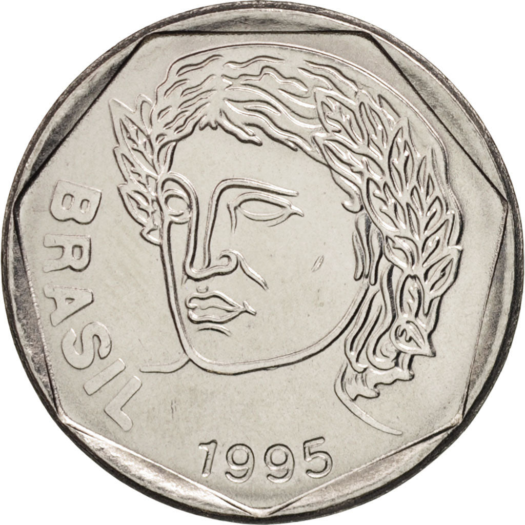 Coin, Brazil, 25 Centavos, 1995, MS(63), Stainless Steel, KM:634