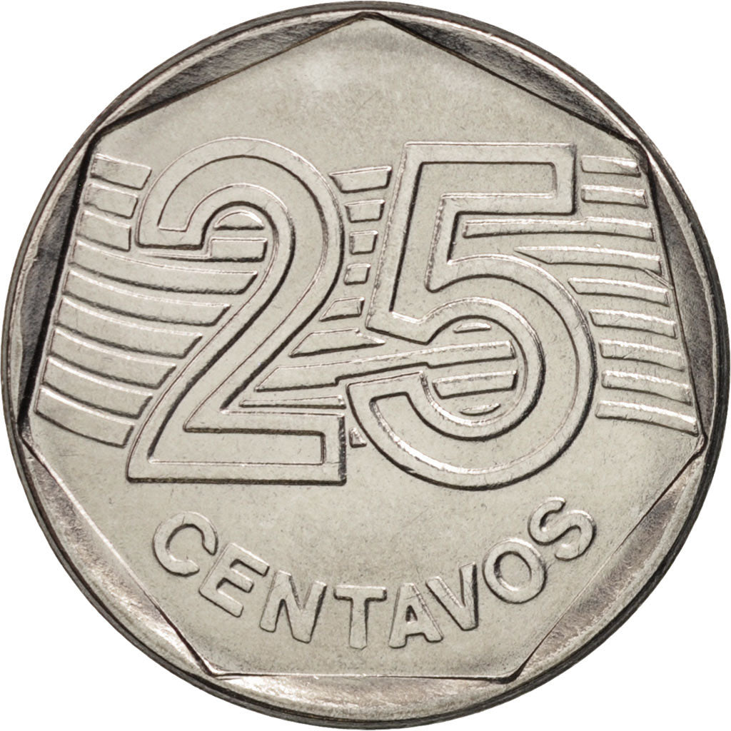 Coin, Brazil, 25 Centavos, 1995, MS(63), Stainless Steel, KM:634
