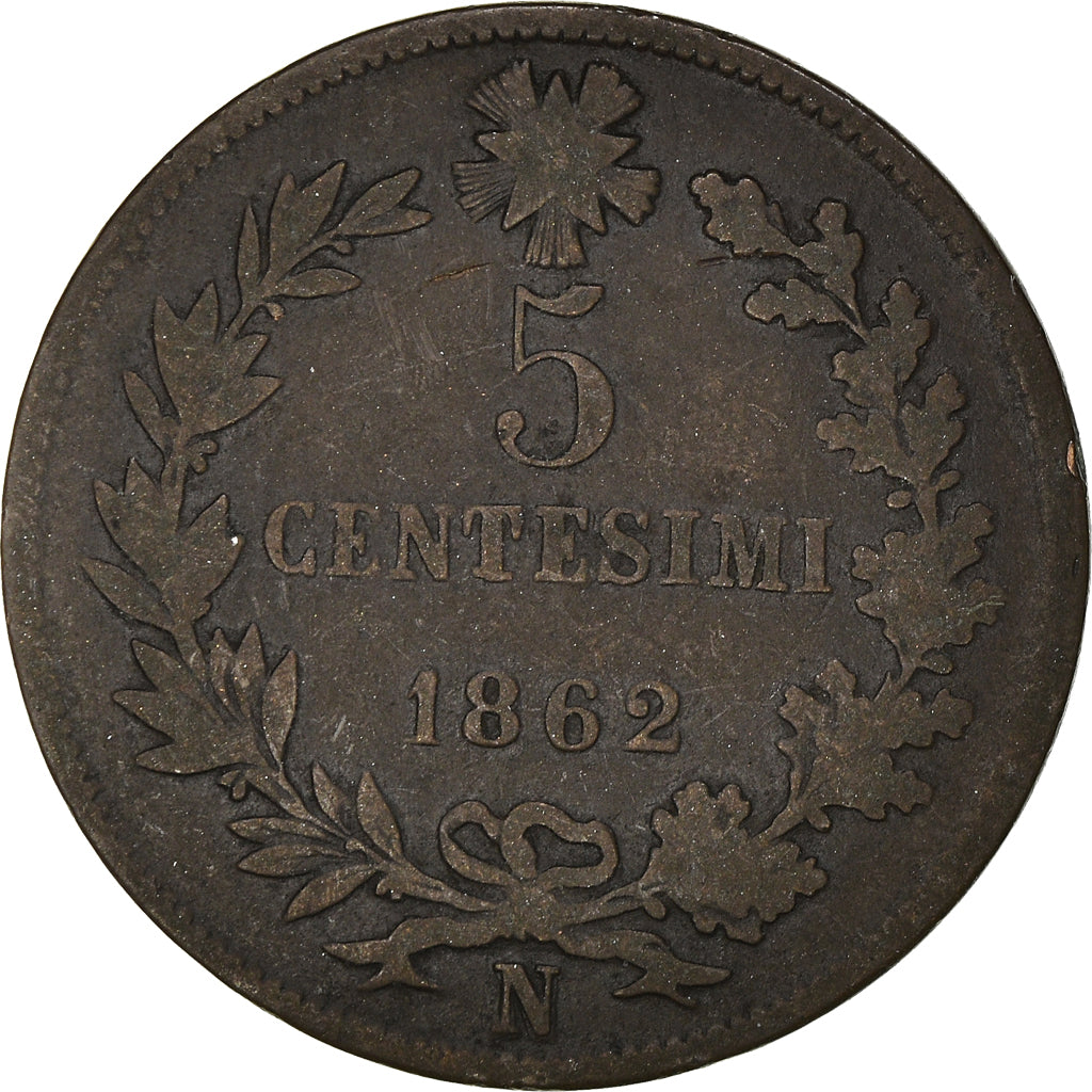 Münze, Italien, Vittorio Emanuele II, 5 Centesimi, 1862, Naples, S, Kupfer